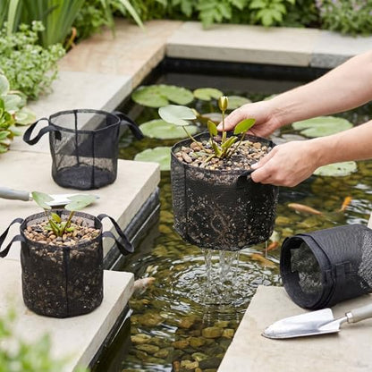 4PCS Aquatic Plant Pots, Reusable PVC Pond Planting Bags with Sturdy Handles, Aquatic Plant Baskets, Grow Bags for Island Live Aquarium Flowers, Convenient to Storage (Round) - size: Round