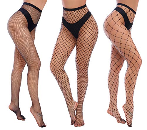 Womens High Waist Tights Fishnet Stockings Thigh High Pantyhose - color: Black-g6