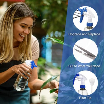 Hushee 48 Pack 28-400 Replacement Trigger Spray Nozzles Only, Heavy Duty Bottle Sprayer for Industrial Home Use, Fit for 32 oz, 16 oz, 8 oz Plastic and Glass Bottles (Blue) - color: Blue