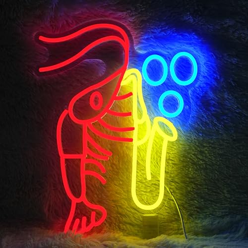 Lobster Saxophone Neon Sign for Wall Decor Jazz Music Neon Light Sign Vintage Jazz Shrimp LED Light Sign for Classroom Office Party Bedroom Man Cave Decor - style: Lobster Saxophone