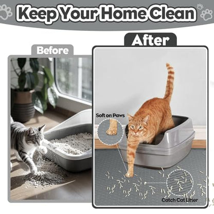 Cat Litter Mat, Extra Large 40" x 28" Silicone Mat Litter Trapping Mat for Scatter Control, Soft on Kitty Paws, Easy to Clean (Dark Gray) - color: Dark Grey