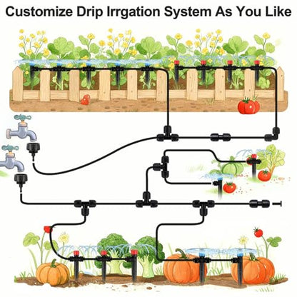 6 Pack 1/2" To 1/4" Drip Irrigation Fittings, 1/2 Inch (1/2" ID x 0.6-0.65" OD) Drip Line to 1/4 Inch Irrigation Tubing Adapter Anti-Drop Quick Connect Reducer 3 Way Tee Connectors - size: 1/2" to 1/4" (3 Way) Reducer-6P