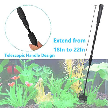 4IN1 Aquarium Cleaning Tools Long Handle Adjustable Length 18~24Inch Fish Tank Cleaner Kit Algae Scraper Scrubber Brushes Set