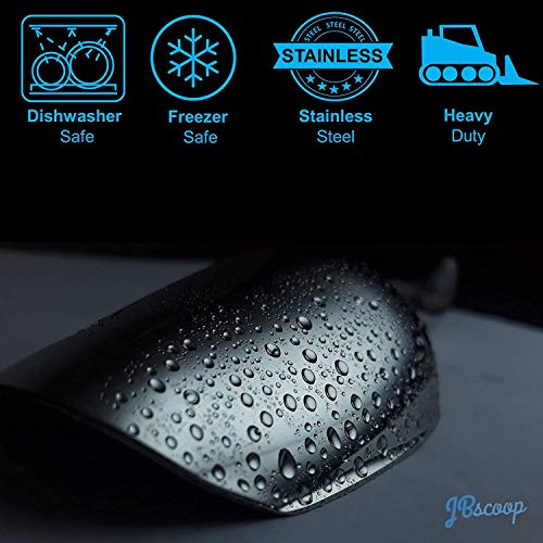 JBscoop Metal Ice Scoop Stainless Steel, Popcorn Scoop, 9.4 Inch Dog Food Scoop Popcorn for Party Wedding, Heavy Duty Dishwasher Safe - size: 12 oz
