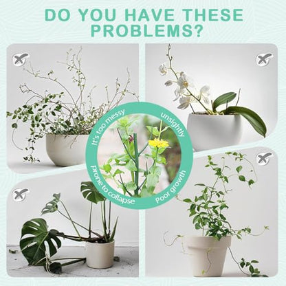 Plant Stakes Set, Stackable Monstera Plant Support, Garden Plant Support Stakes for Indoor Outdoor Plants, Climbing Structures Holder Stick Moss Pole for Support Tall Potted Plants (Green 5 Pack)