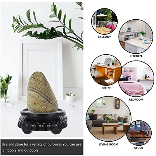 Alipis Rotating Bonsai Pedestal 5.11In Round Fish Tank Flowerpot Base Vase Display Stand for Home Office Garden Decoration