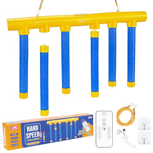 Reflex Drop Sticks Game, 3 Speeds & Solo, Reaction Play Toy for Party - color: Blue and Yellow