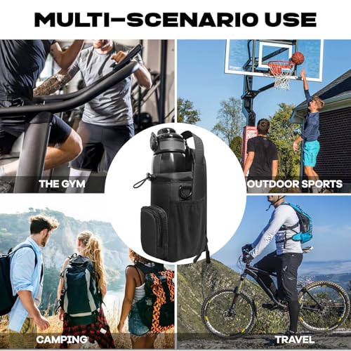 JACZZO Magnetic Gym Bag, Magnetic Water Bottle Holder & Small Gym Bag, Gym Gifts for Women and Men (Black, <40 OZ) - color: Black, size: M