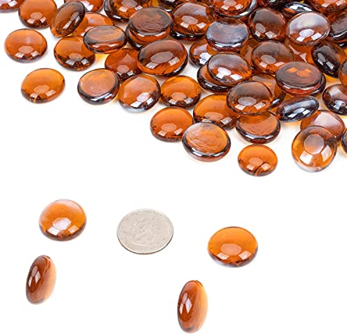 OnlyFire Fire Pit Glass Rocks 10 lbs, High Luster Fire Glass Beads 1/2 Inch, Tempered Glass Marbles for Propane/Natural Gas Fire Pit, Fireplace, Multicolor & Blends Available - color: Caramel