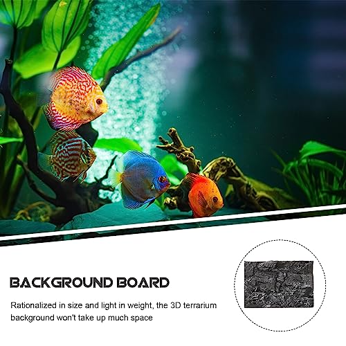 Kisangel Rock Terrarium Background, 17.7x11.8 Inch 3D Reptile Tank Backdrop Board for Bearded Dragon, Lizard, Gecko, Snake Habitat, Realistic Climbing Wall Decor, Dark Grey