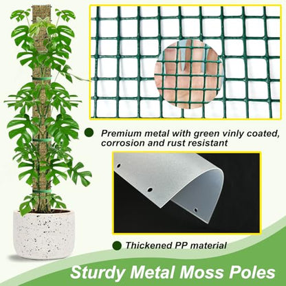 24" Metal Moss Pole, D Shape Sphagnum Moss Pole, Moss Poles for Climbing Plants, Monstera, Indoor Climbing Plants (2Pcs 24")