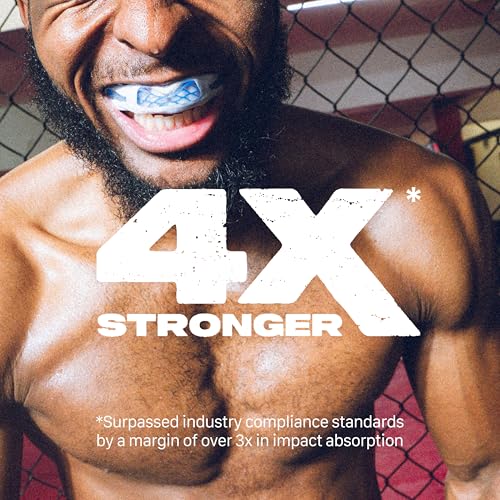 SAFEJAWZ Sports Mouth Guard Triple Layer Premium Protection with Shock-Cage | Adult 12+ Years, WhiteGum Shield with Case, Easy Fit Remouldable, Anti Gag, Rugby, Boxing, MMA, Hockey, Contact Sports - color: White
