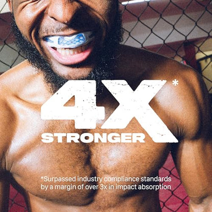 SAFEJAWZ Sports Mouth Guard Triple Layer Premium Protection with Shock-Cage | Adult 12+ Years, WhiteGum Shield with Case, Easy Fit Remouldable, Anti Gag, Rugby, Boxing, MMA, Hockey, Contact Sports - color: White