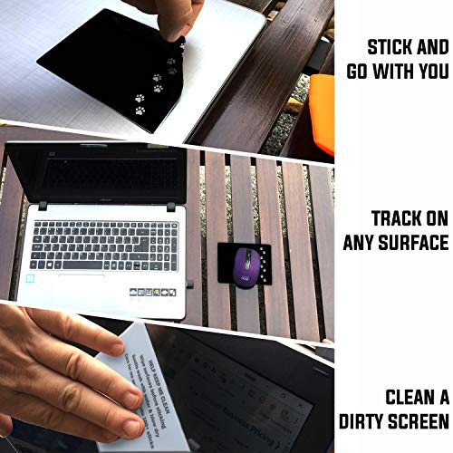 Mouse Pad Adhesive Bottom - Sticks to Any Surface - Portable - Webcam Covers Included (2 Pack - Dog PAW) - color: 2 PACK - DOG PAW