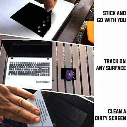 Mouse Pad Adhesive Bottom - Sticks to Any Surface - Portable - Webcam Covers Included (2 Pack - Dog PAW) - color: 2 PACK - DOG PAW