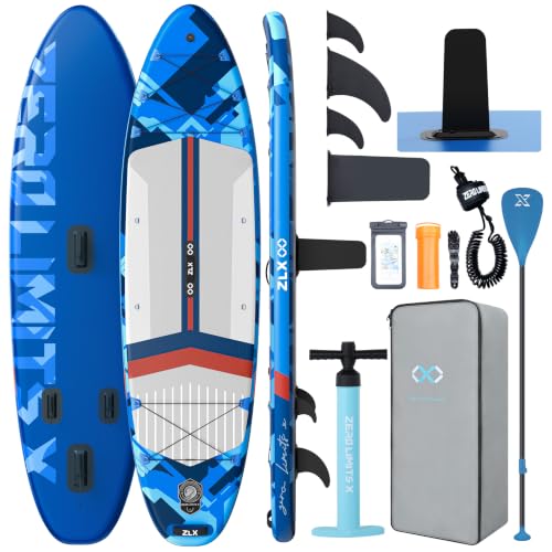 11'6"x35" Inflatable Paddle Board for Adults, Extra Wide Stable SUP | Stand Up Paddleboard, Non-slip EVA Deck, Complete Accessories, Unique Center Fin, for All Skill Levels Paddling On Any Water - color: Dark Blue