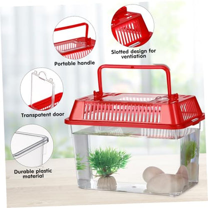 5pcs Portable Handheld Fish Tank Mixed Color Transparent Turtle Feeding Box for Small Pets Lightweight Plastic Breeding Aquarium Ventilation Design Easy to Clean and Operate