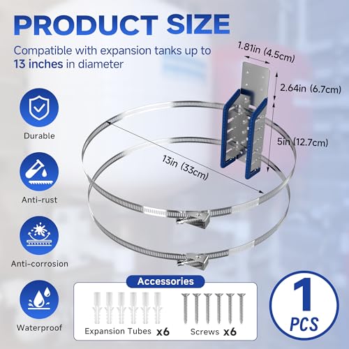 Expansion Tank Mounting Bracket with Cushion Pad, Universal Water Heater Straps, Supports 5 Gallon or up to 13-inch Diameter Hot Water Tanks,Boiler Expansion Tank, Propane Tank-1 Set - color: 1 Sets