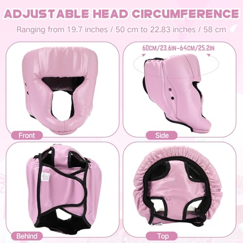 Arrowbash Kids Boxing Gloves and Headgear Set 6oz - color: Pink, style: Peach