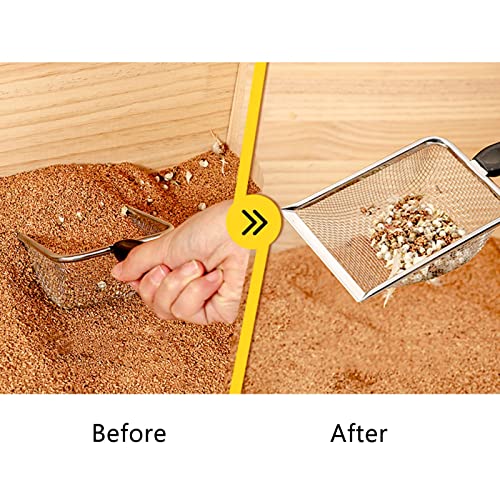 Sand Scooper Stainless Steel Fine Mesh Metal Shovel Terrarium Substrate Litter Corner Scoops Scooper for Bedding Bearded Dragon Scoops - size: 2mm hole