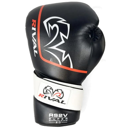 RIVAL Boxing RS2V 2.0 Super Sparring Gloves - Uses a Single Strap, Hook and Loop System Instead of Laces, Soft Inner Lining - color: Black, size: 14 oz.