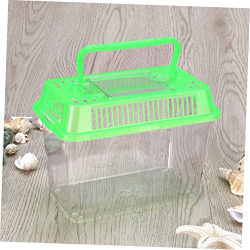 2Pcs Portable Fish Tank Handheld Aquarium Transparent Turtle Box for Reptiles Hamsters and Betta Fish Pet Carrier Container with Handle Random Color