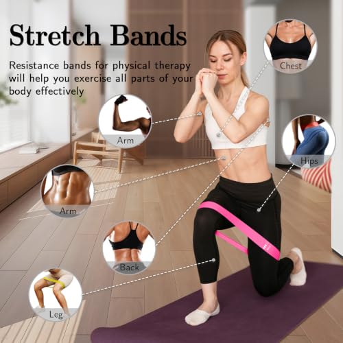 Resistance Bands for Working Out, 5 Levels Elastic Exercise Bands - color: Pink