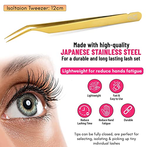 My Lash Tools New Isolation Lash Tweezers For Eyelash Extensions Best for Individual Isolation & Classic Lashes Japanese Stainless Steel Lightweight Precision Lashing Twisers (Gold) - color: Gold