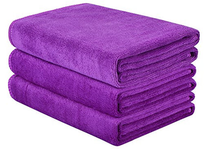 HOPESHINE Gyms Towels for Men & Women Microfiber Exercise Fitness Home Absorbent Sweat Yoga Towels Sports Towels Soft Fast Drying 16inch x32inch 3-Pack - color: Purple 3-pack