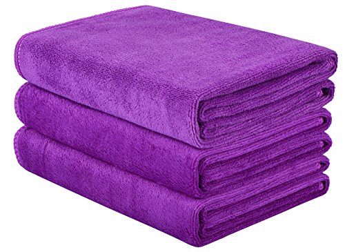 HOPESHINE Gyms Towels for Men & Women Microfiber Exercise Fitness Home Absorbent Sweat Yoga Towels Sports Towels Soft Fast Drying 16inch x32inch 3-Pack - color: Purple 3-pack