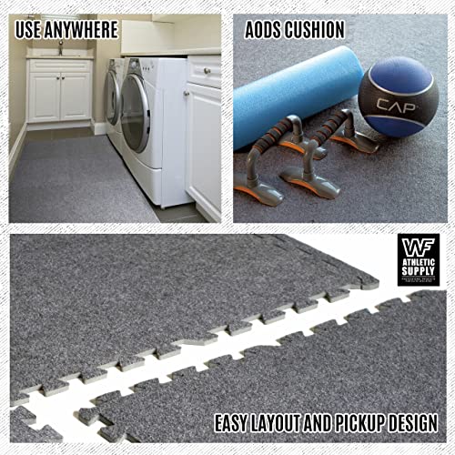 WF Athletic Supply Carpet Top EVA Foam Floor Tiles, Carpet Texture Surface Puzzle Interlocking Mats for Home Gym, Kids Room & Living Room; 24-inch x 24-inch x 12-mm per Tile
