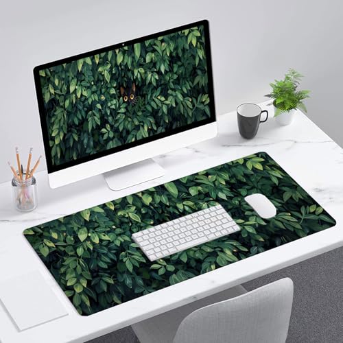 Cute Cat Desk Mat Gaming Mouse Pad Anime Kawaii Green Large Gaming Mouse Mat with Stitched Edges,Non-Slip Waterproof Rubber Base Mous Mat Office Computer Keyboard Laptop Home 31.5"x11.8" - color: Cute Cat_019, size: 11.8" x 31.5"