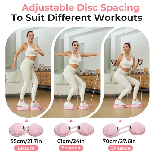 Waist Twisting Machine Exercise - Ab Twister Board MAX 300LBS | Intelligent Counting Lap & Calorie & Time, with 2 Resistance Bands | 3 Adjustable Distances to Suit Different Exercise Needs