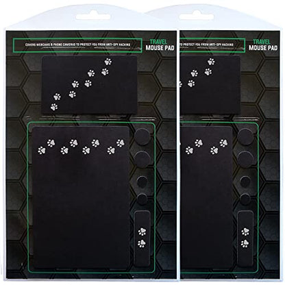 Mouse Pad Adhesive Bottom - Sticks to Any Surface - Portable - Webcam Covers Included (2 Pack - Dog PAW) - color: 2 PACK - DOG PAW