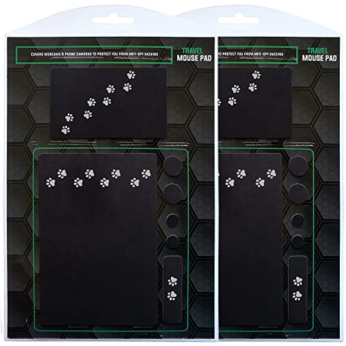 Mouse Pad Adhesive Bottom - Sticks to Any Surface - Portable - Webcam Covers Included (2 Pack - Dog PAW) - color: 2 PACK - DOG PAW