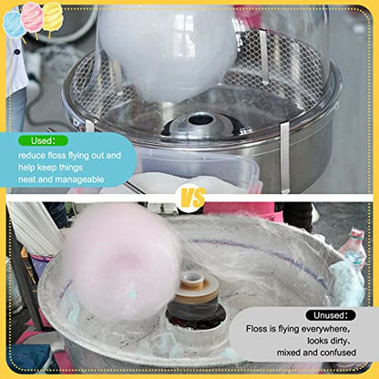2 Sets Cotton Candy Mesh and Clip Stabilizer Kit White Reusable Cotton Candy Machine Supplies Compatible with Floss Maker for Kitchen - size: 7.1 x 63 Inches