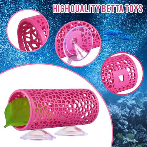 Abizoo Betta Fish Pink Tunnel Hideout for Aquarium Decoration Durable Hollow Design Easy to Clean Smooth Finish Enhances Habitat Comfort Fish Tank Accessory for Shrimp Guppies