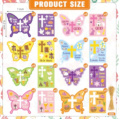 Frienda 48 Set Spring Butterfly Crafts Kit for Kids Christian Religious Butterfly Paper Craft with Stickers Sunday School DIY Kits Make Your Own Decor for Church Party VBS Classroom Activity - style: Butterfly