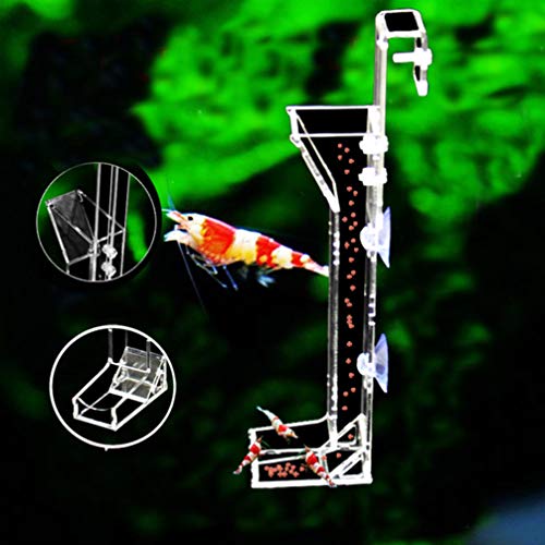 Shrimp Tubes-Glass Shrimp Aquarium Fish Tank Feeder Tube Transparent Feeder Tray Container Acrylic (20x6x3cm)
