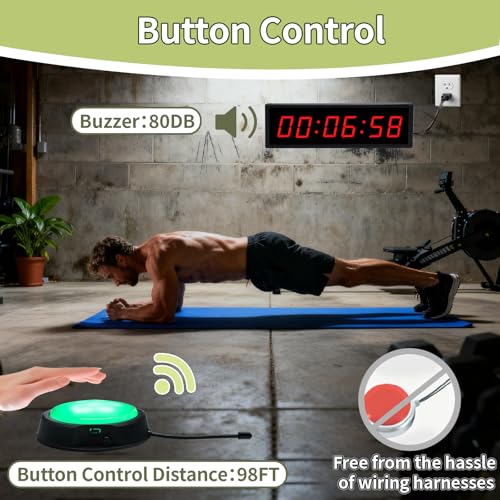 Digital Timer, Interval Timer with Wireless Button & Remote for Outdoors - color: Red With One Button