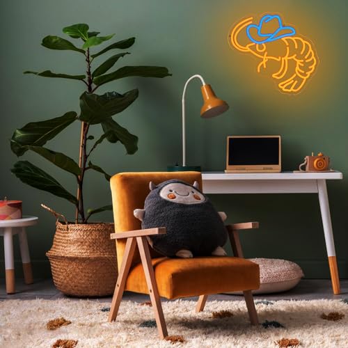 Cowboy Shrimp Neon Sign for Wall Decor, USB Powered Shrimp Neon Light Wall Art, Seafood LED Light Up Sign for Seafood Restaurants, Pub, Store, Man Cave - style: Cowboy Shrimp
