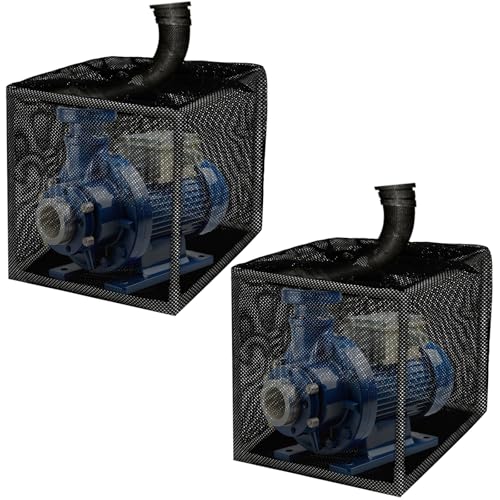JarThenaAMCS 2Pcs Black Pump Barrier Bag Anti-Clogging 10 inch Pond Filter Box with Drawstring Outdoor Water Pump Cover 24"x 24" Mesh Pond Cube Bracket for Pond Biological Filter