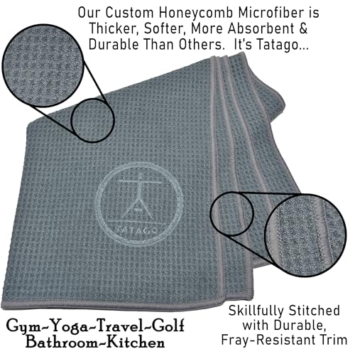 Hot Yoga Sweat & Hand Towel - Soft & Absorbent, Quick Drying Microfiber Non Slip for XL Yoga Mat or Gym - Travel Towel 2-Pack - color: Nube Gris