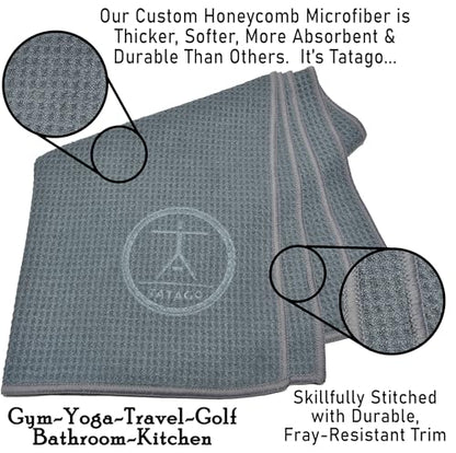 Hot Yoga Sweat & Hand Towel - Soft & Absorbent, Quick Drying Microfiber Non Slip for XL Yoga Mat or Gym - Travel Towel 2-Pack - color: Nube Gris