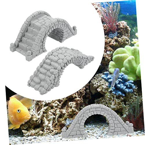 VOSAREA 2pcs Miniature Bridge Aquarium Ornament Lifelike Arch Decor for Fish Tank Stylish Bonsai Landscape Accessory Underwater Bridge Figurine for Decor