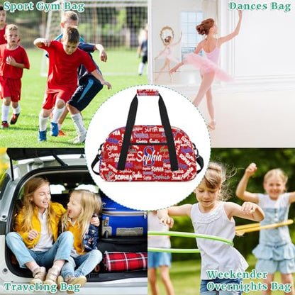 Custom Sports Duffel Bag Boys Personalized Kids Gym Bag, Red - color: Color 1