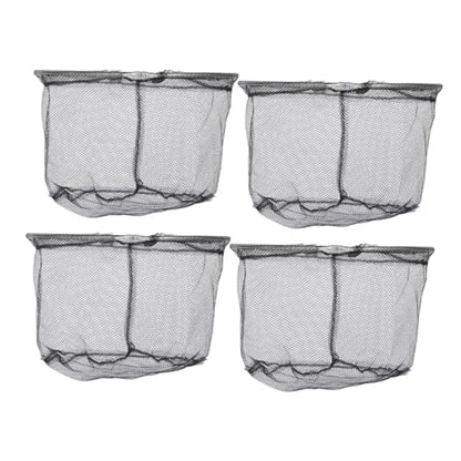 WOONEKY 4pcs Foldable Fishing Landing Net Head Replacement, 40cm Stainless Steel Deep Round Net Frame with Soft Mesh, Saltwater and Freshwater Fishing Gear Accessory for Anglers