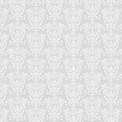 Frosted Damask Window Privacy Film, 78.5" L x 17.5" W, Decorative Non-Adhesive Static Cling, Heat Control & UV Blocking, Anti-Glare Sticker for Home Office Bathroom