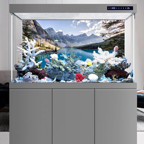 YongFoto Fish Tank Background 24x16 inch Aquarium Background Forest Lakes Rivers Mountains Nature Scenery Backdrop Reptile Habitat Terrarium Background - color: Green-5, size: 24x16in/60x40cm