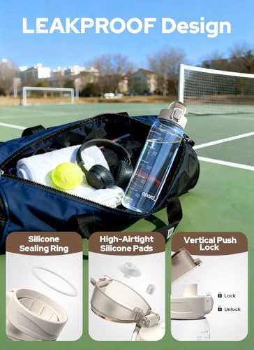 Opard Zip 30oz Plastic Water Bottle Dishwasher Safe, Leakproof Flip-Top Lid, BPA Free Tritan, Wide Mouth Reusable Sports Water Bottle for Gym Hiking Commuting Outdoor Travel and School - color: Clear Cream, style: 30 Ounces